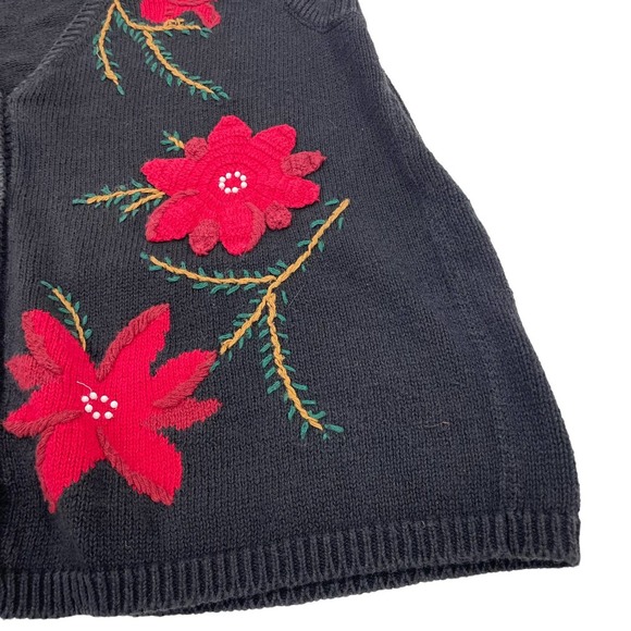 Vintage Capacity Woman Knit Button Front Sweater Vest Cardinal Holiday 1X - Picture 4 of 6